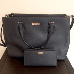 Navy blue Kate Spade handbag and matching wallet